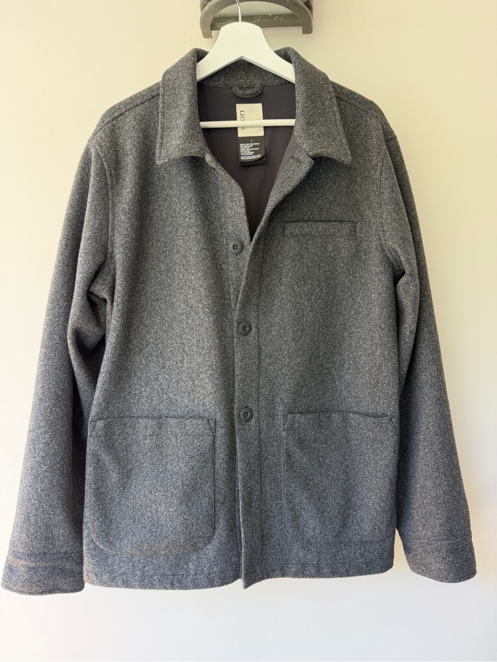 Vouri Gray Overshirt Jacket Size L – Soft Button Front Shacket with Pockets